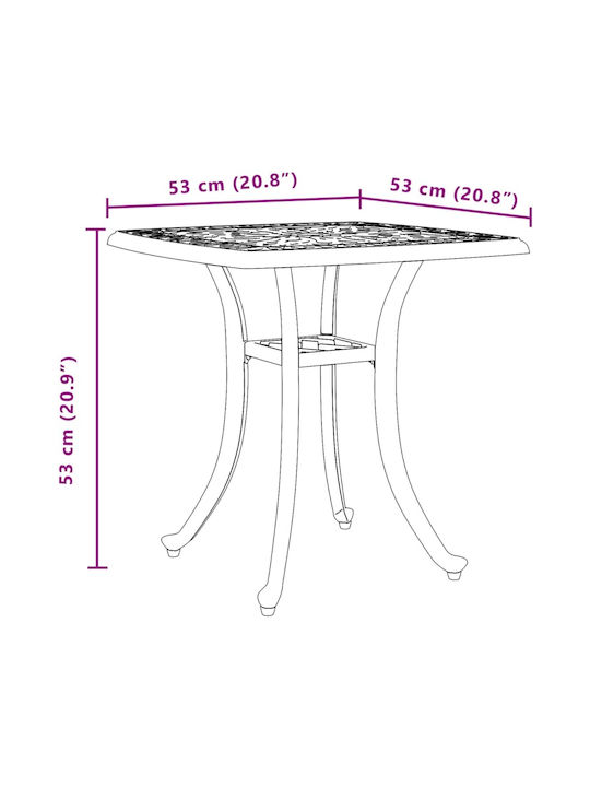 Sitting Room Outdoor Aluminum Table Black 53x53x53cm