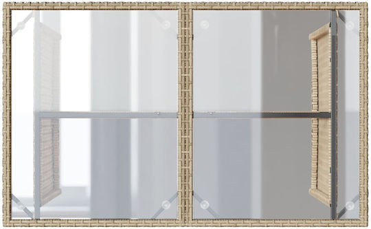 Masa pentru spații exterioare Rattan cu suprafață din sticlă Bej 110x68x70buc