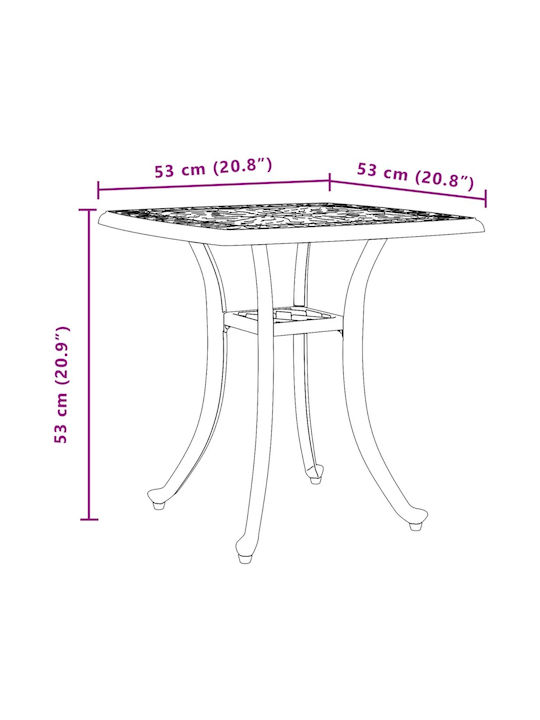 Sitting Room Outdoor Aluminum Table Green 53x53x53cm