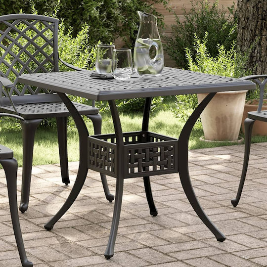 Outdoor Dinner Aluminum Table Black 80x80x75cm