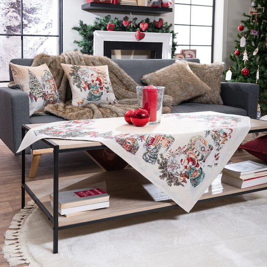 Teoran Set de Fețe de Masă de Crăciun din Material Textil, În Carouri, 100x100 cm, 2 Bucăți