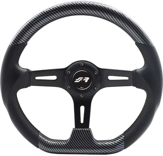 Simoni Racing Three Spoke Car Steering Wheel with 35cm Diameter Black/Black