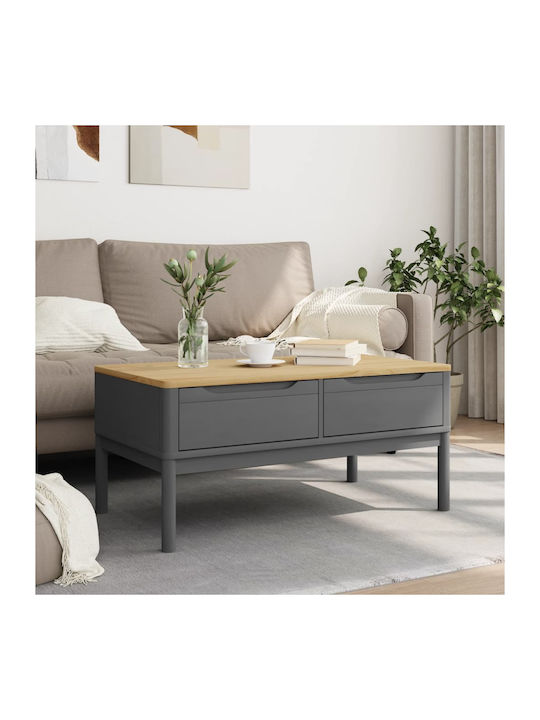 Rectangular Coffee Table Floro from Solid Wood Grey L99xW55.5xH45cm.