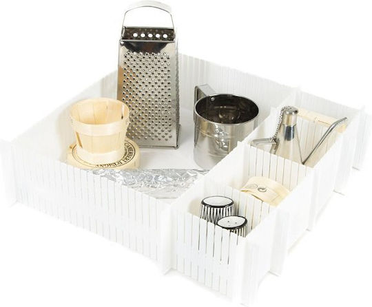 Compactor Plastic Organizator de sertare în Culoare Alb 44x10cm 6buc
