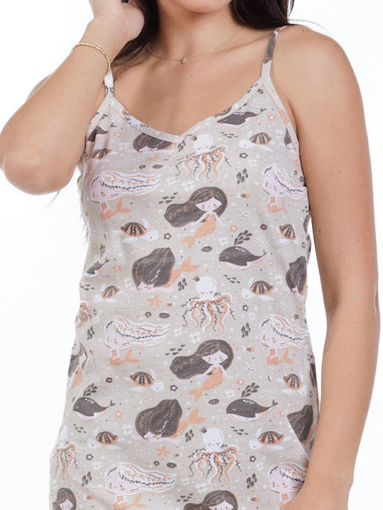 MEI Summer Women's Nightdress Beige