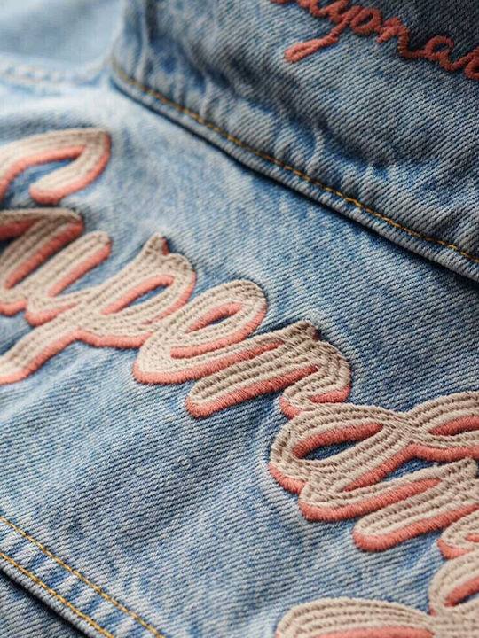 Women's Short Jean Jacket for Spring or Autumn Blue