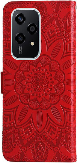 Embossed Sunflower Wallet Red (Honor 200 Lite 5G)
