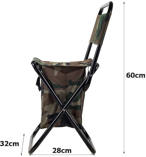 Folding Fishing Chair Zola Thermal Bag Backrest Carrying Handles Army Model