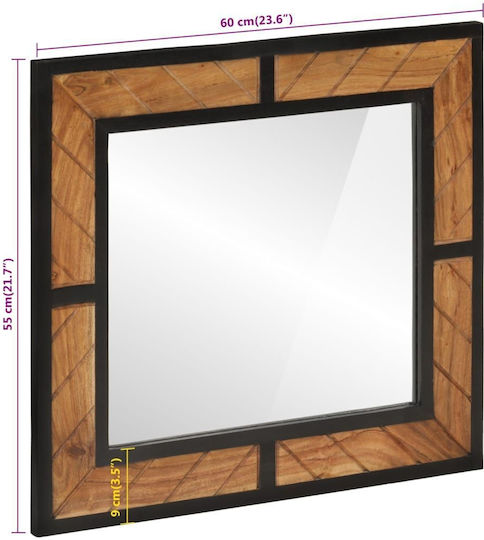 vidaXL Bathroom Mirror made of Solid Wood 60x55cm Brown