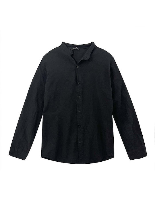 Ustyle Men's Shirt Long Sleeve Linen Black