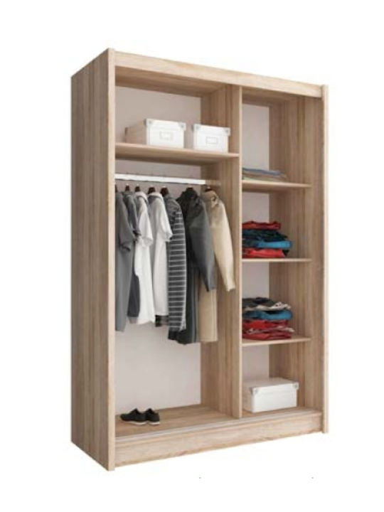 Двойна врата Гардероб Плъзгащи се Color Natural Oak 130x62x200см