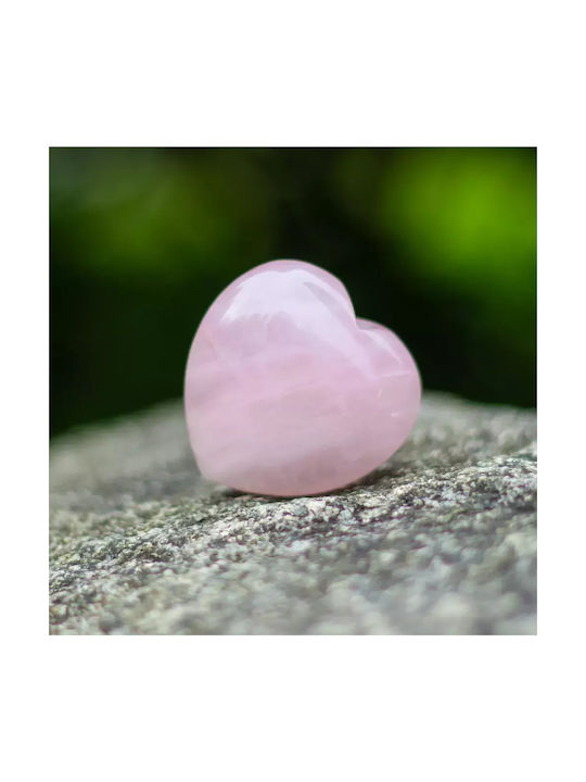 Ημιπολύτιμος Λίθος Ροζ Χαλαζία Heart Worry Stone Σχήμα Καρδιάς