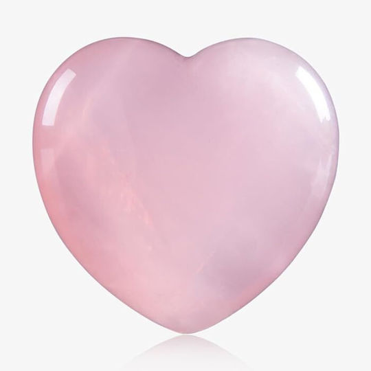 Ημιπολύτιμος Λίθος Ροζ Χαλαζία Heart Worry Stone Σχήμα Καρδιάς