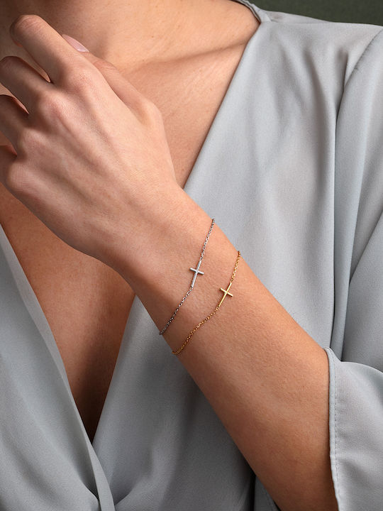 George Art Jewels Women's Bracelet Chain with Cross design made of Silver Gold Plated