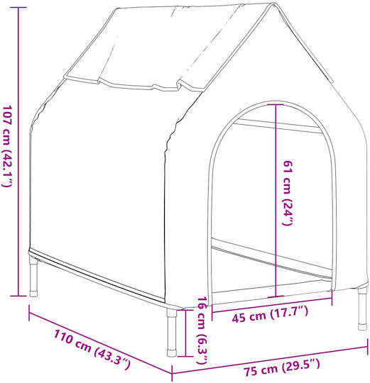 Cușcă pentru câini antracit din țesătură Oxford și oțel antracit 110 x 75 x 107 cm