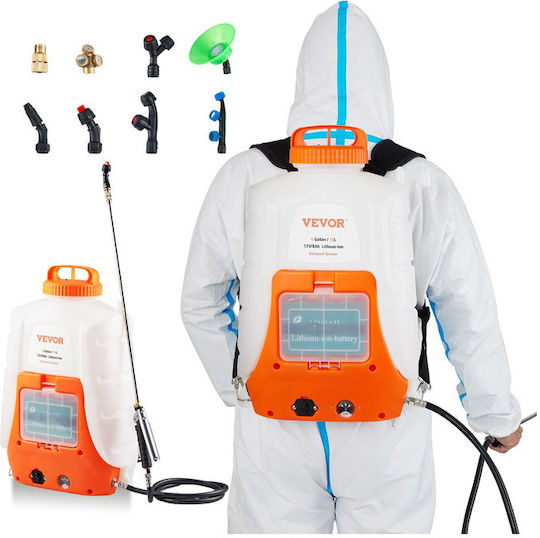 Vevor Pulverizator cu rucsac 12V cu Baterie 8Ah cu Capacitate 15lt în culoarea Alb