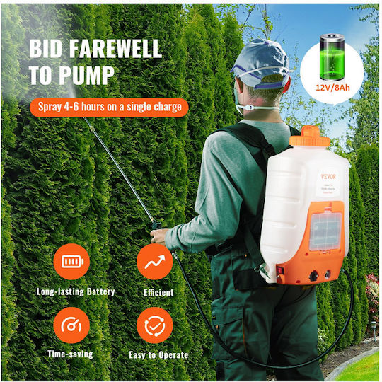 Vevor Pulverizator cu rucsac 12V cu Baterie 8Ah cu Capacitate 15lt în culoarea Alb