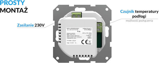 Tech Tech Wireless Room Thermostat Air Humidity Measurement F-8z 55 Mm Frame Systems White Stf-8zwh