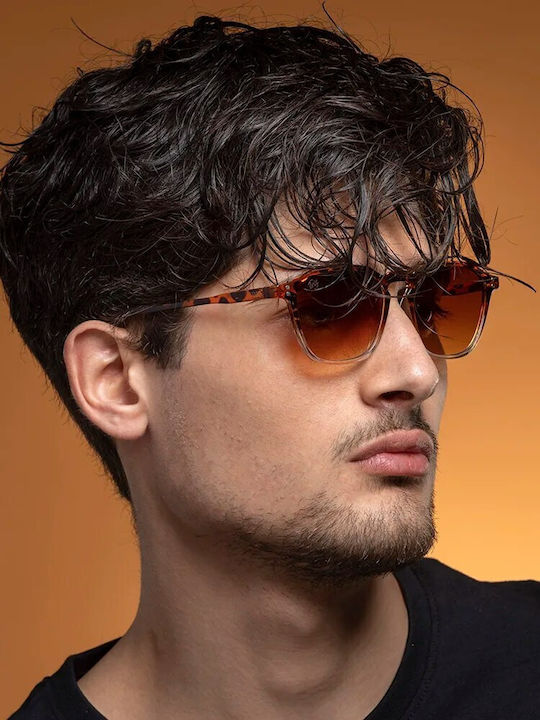 Twig Updike Unisex Sunglasses with Brown Tartaruga Plastic Frame and Brown Gradient Lens UPD03
