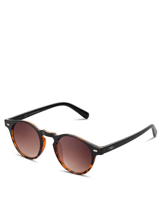 Twig Mendel Unisex Sunglasses with Brown Tartaruga Plastic Frame and Brown Gradient Lens MEN02