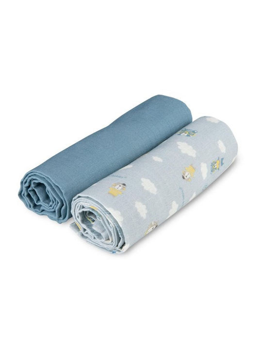 Canpol Babies Muslin Changing Pads Modrá Blue 70x70cm. 2pcs