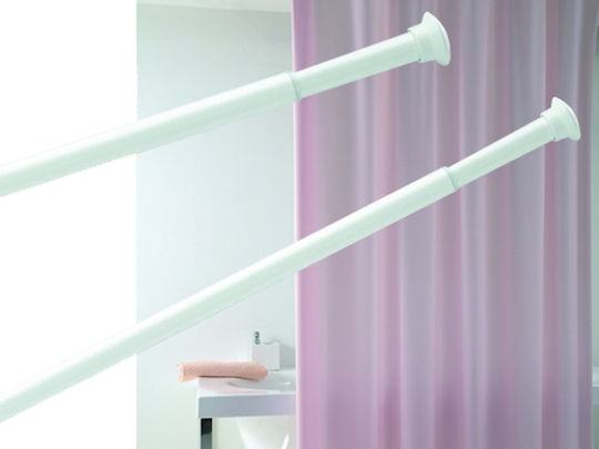 Telescopic Straight Shower Curtain Rod Aluminium White Ø25mm 75-135cm