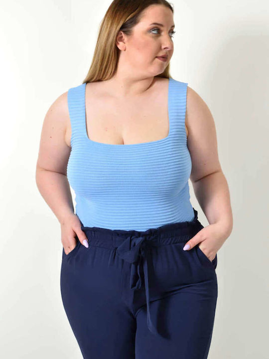 Potre Damen Bluse Ärmellos Hellblau