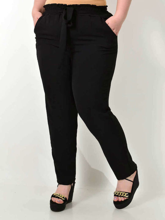 Potre Women's Fabric Trousers with Elastic Black