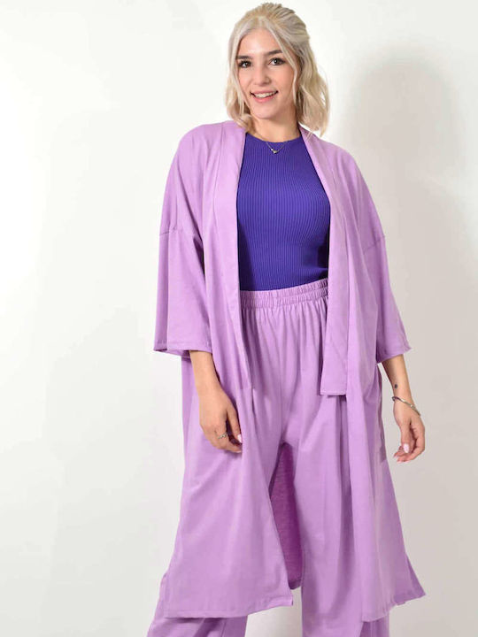 First Woman Women's Lilac Set with High-waisted Trousers