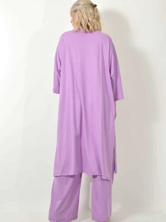 Damen Lilac Set mit Hoch tailliert Hose