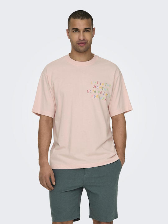 Only & Sons Herren T-Shirt Kurzarm Rosa