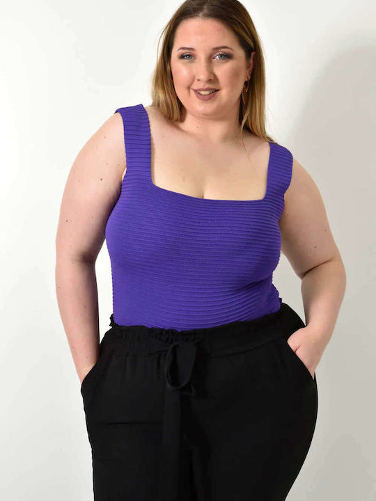 Women's Plus Size Sleeveless Embossed Design Top Purple 24387