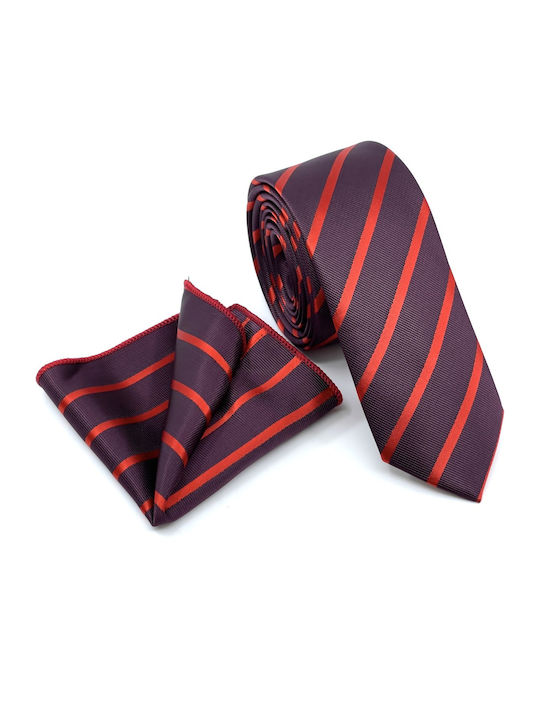 Legend Accessories Σετ Ανδρικής Γραβάτας Μεταξωτή με Σχέδια σε Μπορντό Χρώμα