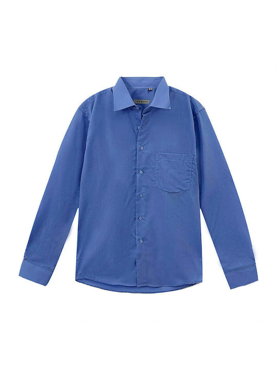 Ustyle Men's Shirt Long Sleeve Cotton Blue