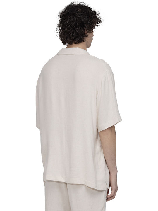 Κοντομάνικο Λινό Πουκάμισο Light Beige