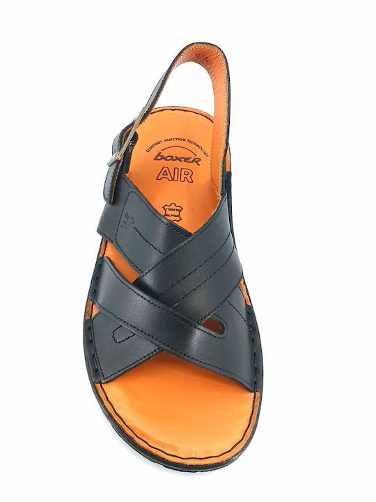 Δερμάτινα Ανδρικά Σανδάλια σε Μαύρο Χρώμα