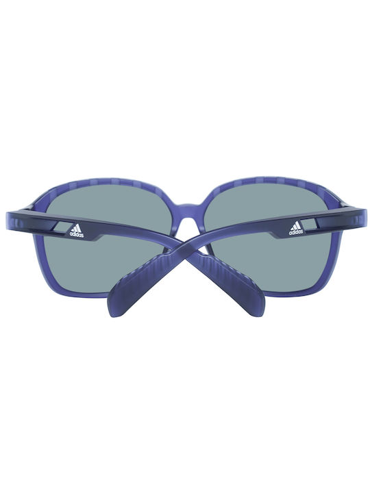 adidas Women's Sunglasses with Purple Plastic Frame and Blue Mirror Lens