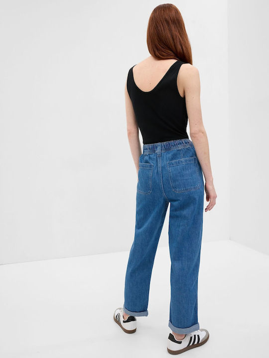 Γυναικείο Jean Παντελόνι Mid Rise σε Relaxed Εφαρμογή μπλε