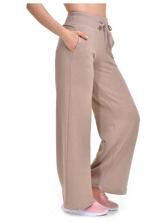 Women's High Rise Fabric Trousers Beige