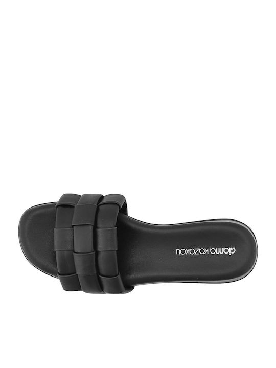Nemel Leather Women's Flat Sandals in Black Color