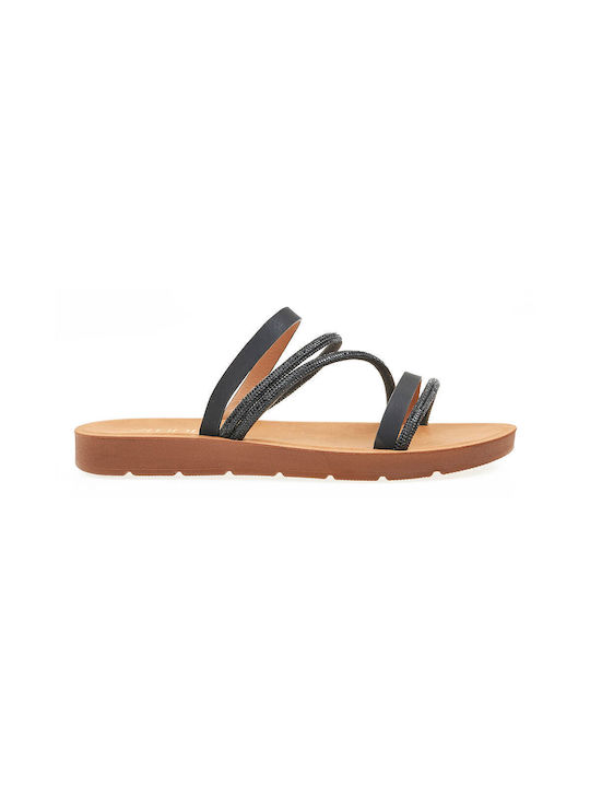 Verde Women's Flat Sandals in Black Color