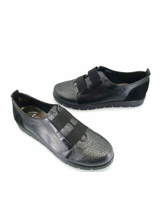 Ανατομικά Γυναικεία Slip-On Δερμάτινα Γκρι