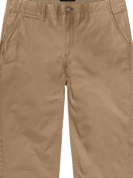 Double Men's Trousers Chino in Slim Fit Camel