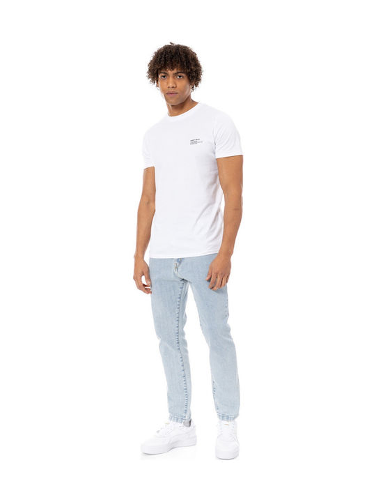 Men's Jeans Pants Elastic with Slim Tapered Fit Washed Blue