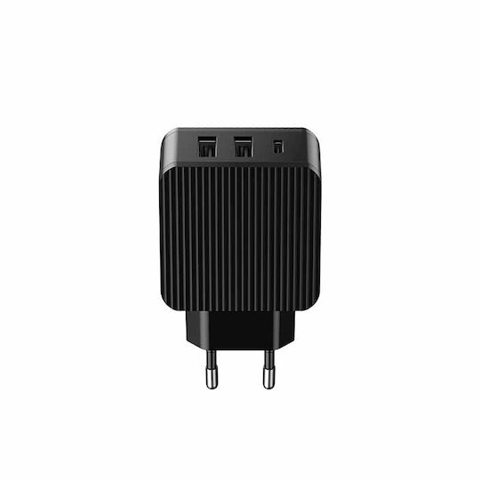 Havit Încărcător Fără Cablu cu 2 Porturi USB-A și Port USB-C 32W Livrarea energiei Negruς (UC118)