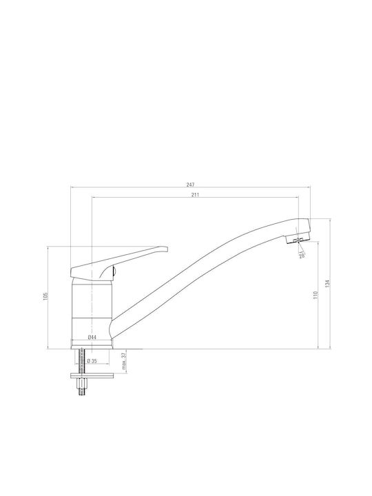 NEO Kitchen Faucet Counter Gray