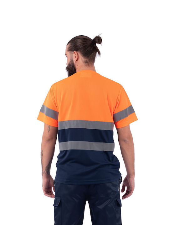 Tricou cu mânecă scurtă pentru bărbați | DELTA | L Α9310 Fluo Orange/Navy