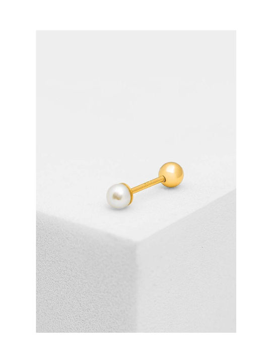 Ania Kruk Single Earring made of Silver Gold Plated with Pearls