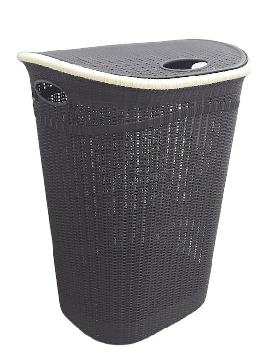 Beboulino Καλάθι Απλύτων Πλαστικό 52lt με Καπάκι 40x36x60cm Καφέ