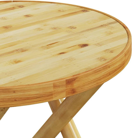 Sitting Room Outdoor Foldable Bamboo Table Natural 45x45x45cm